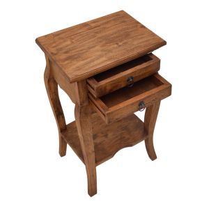 Side table with drawers Florellia natural antique mahogany wood 40x31x67.5cm