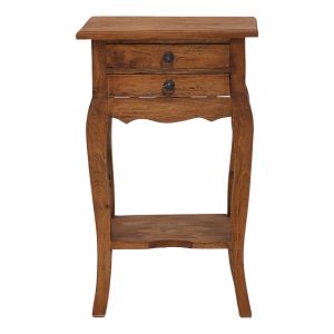 Side table with drawers Florellia natural antique mahogany wood 40x31x67.5cm