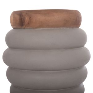Side table Puffat Hm18172.03 fiber cement with gray teak top Φ45x46cm.