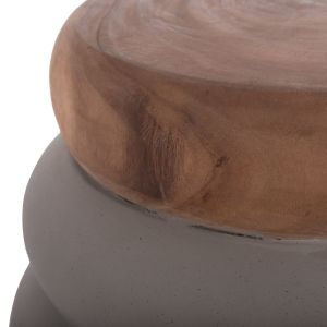 Side table Puffat Hm18172.03 fiber cement with gray teak top Φ45x46cm.