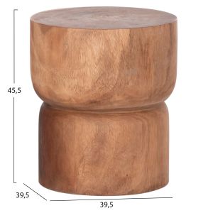 Febry Hm9908 cylindrical side table-stool, solid Suar wood in natural color, Φ39.5x45.5 cm.