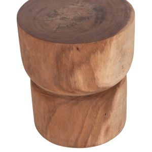 Febry Hm9908 cylindrical side table-stool, solid Suar wood in natural color, Φ39.5x45.5 cm.