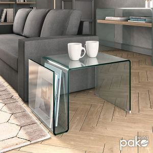 Side table Glasser molded tempered glass 42x38x48cm Glass Line εμ735