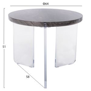 Side/coffee table Acrycon - Mdf top with water-repellent coating - acrylic legs (plexiglass) D64x51hcm Hm9780,01