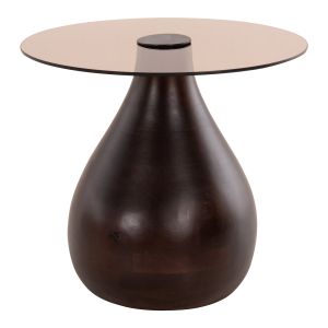 Side tables 2pcs Chang Hm9668 solid mango wood and glass top D55x49.5h / D40x36.5hcm
