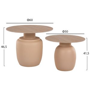 Side tables 2pcs Feren Hm9664 ivory color metal base with ceramic top D60 /d50cm