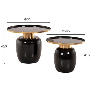 Side tables 2pcs Fryn Hm9662 metal enamel varnish in brown and gold D60 / D50.5cm