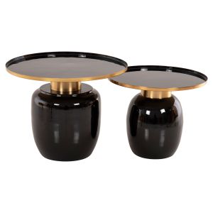 Side tables 2pcs Fryn Hm9662 metal enamel varnish in brown and gold D60 / D50.5cm