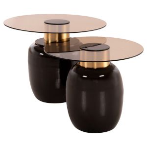 Side tables 2pcs Fryn Hm9663 metal enamel varnish- brown D60 /d50cm