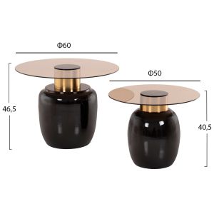 Side tables 2pcs Fryn Hm9663 metal enamel varnish- brown D60 /d50cm