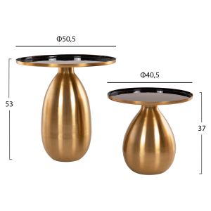 Side tables 2pcs Hm9661 metal enamel lacquer black and gold D50.5 /d40.5cm