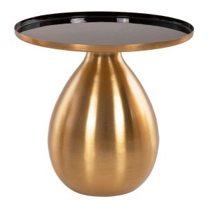 Side tables 2pcs Hm9661 metal enamel lacquer black and gold D50.5 /d40.5cm