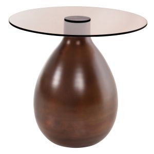 Side tables 2pcs Regen Hm9666 metal in copper color with glass top D44 / D40cm