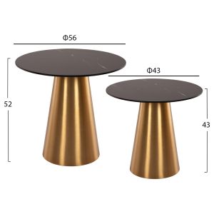 Side tables 2pcs Rengi Hm9665 gold metal with black ceramic top D56/d43cm