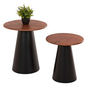 Side tables 2pcs Sunni Hm9669 with solid mango wood top D48.5 / D39.5cm