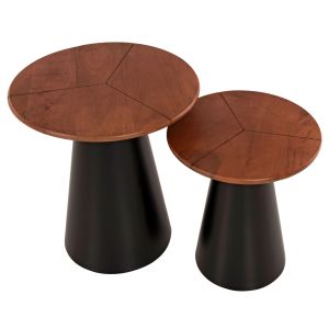 Side tables 2pcs Sunni Hm9669 with solid mango wood top D48.5 / D39.5cm