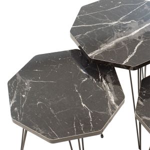 Buena side tables set of 3 with black marble effect top