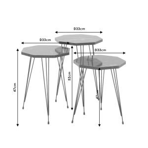 Buena side tables set of 3 with black marble effect top