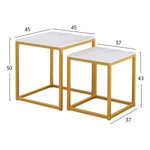 Cuby side tables set of 2 Mdf and metal in gray Hm8762,11