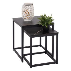 Cuby side tables set of 2 Mdf and metal in gray Hm8762,13