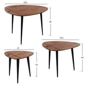 Side tables Emiliano Zigon Hm9256 acacia solid wood set of 3 pcs