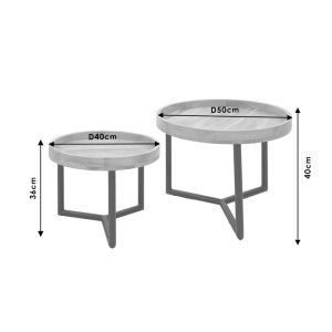 Kelly side tables with solid tropical acacia wood top