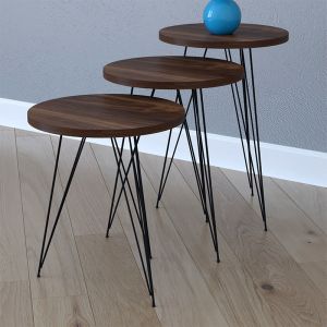 Side tables Merci set of 3 walnut/black