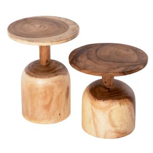 Side tables Pumbe set of 2 pcs. solid wood suar D38.5cm D39.5cm Hm10710
