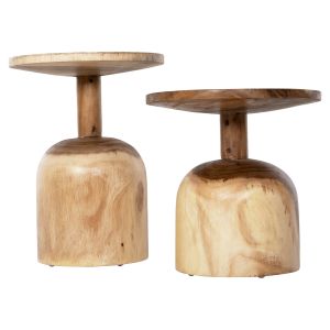 Side tables Pumbe set of 2 pcs. solid wood suar D38.5cm D39.5cm Hm10710