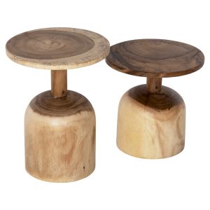 Side tables Pumbe set of 2 pcs. solid wood suar D38.5cm D39.5cm Hm10710