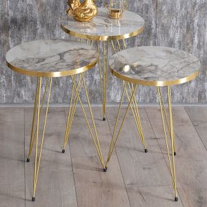 Side tables Sebastian set of 3 with marble effect