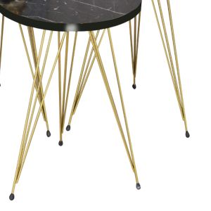 Wakmi side tables set of 3, black marble-gold metal