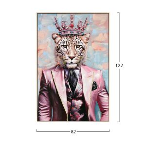 Поп арт картина Lord Leopard платно с бежова Ps рамка леопард Hm4540 82x4,5x122hcm.