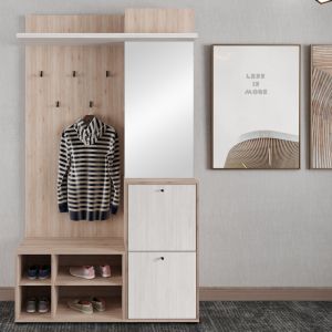 Louisen melamine coat rack white/oak 125x40x217.5cm