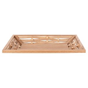 Правоъгълен поднос за сервиране Hm4228 иглолистна дървесина и Mдф 51x32x5,5hcm