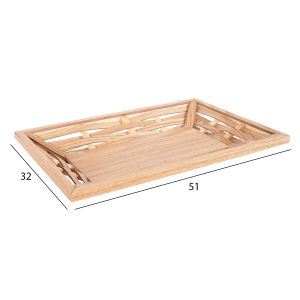 Правоъгълен поднос за сервиране Hm4228 иглолистна дървесина и Mдф 51x32x5,5hcm