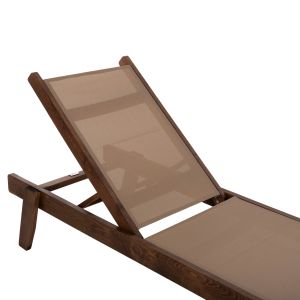 Professional Creta lounger made of walnut beech and mocha textile 200x61-66x31-91 cm. Hm10356.06