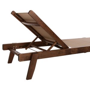 Professional Creta lounger made of walnut beech and mocha textile 200x61-66x31-91 cm. Hm10356.06