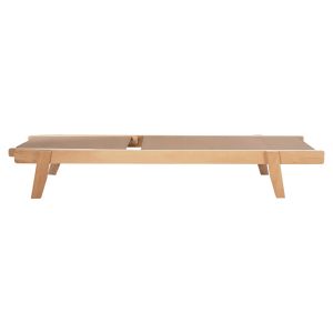 Professional chaise longue made of beech, chalk, in natural color and mocha textile 200x61-66x31-91 cm. Hm10356.05