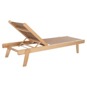 Professional chaise longue made of beech, chalk, in natural color and mocha textile 200x61-66x31-91 cm. Hm10356.05