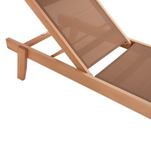 Professional chaise longue made of beech, chalk, in natural color and mocha textile 200x61-66x31-91 cm. Hm10356.05