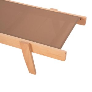 Professional chaise longue made of beech, chalk, in natural color and mocha textile 200x61-66x31-91 cm. Hm10356.05
