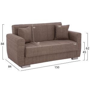 Two-seater sofa bed Hm3241,02 with beige fabric 150x84x88cm