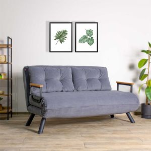 Разтегателен двуместен диван цвят антрацит 133x78x78cm