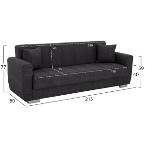 Sofa bed 3 seats gray Hm3240,03
