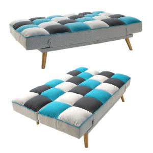 Sofa bed Andy three-seater textile multi-colored fabric