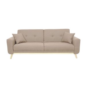 Sofa bed Carmelo with beige textile fabric 214x80x86cm