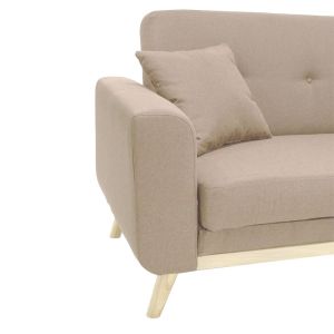 Sofa bed Carmelo with beige textile fabric 214x80x86cm