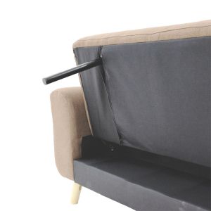 Sofa bed Carmelo with beige textile fabric 214x80x86cm