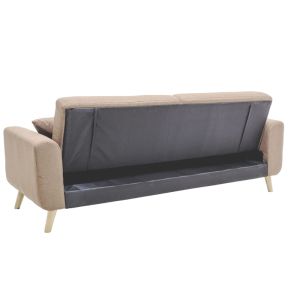 Sofa bed Carmelo with beige textile fabric 214x80x86cm